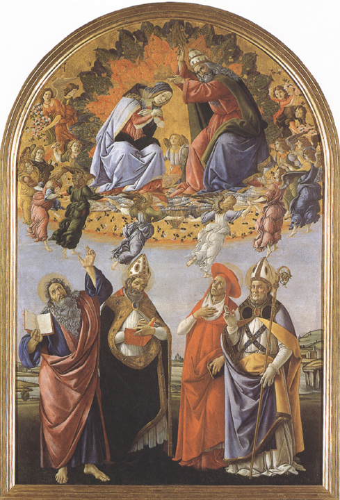 Coronation of the Virgin,with Sts john the Evangelist,Augustine,jerome and Eligius or San Marco Altarpiece (mk36)